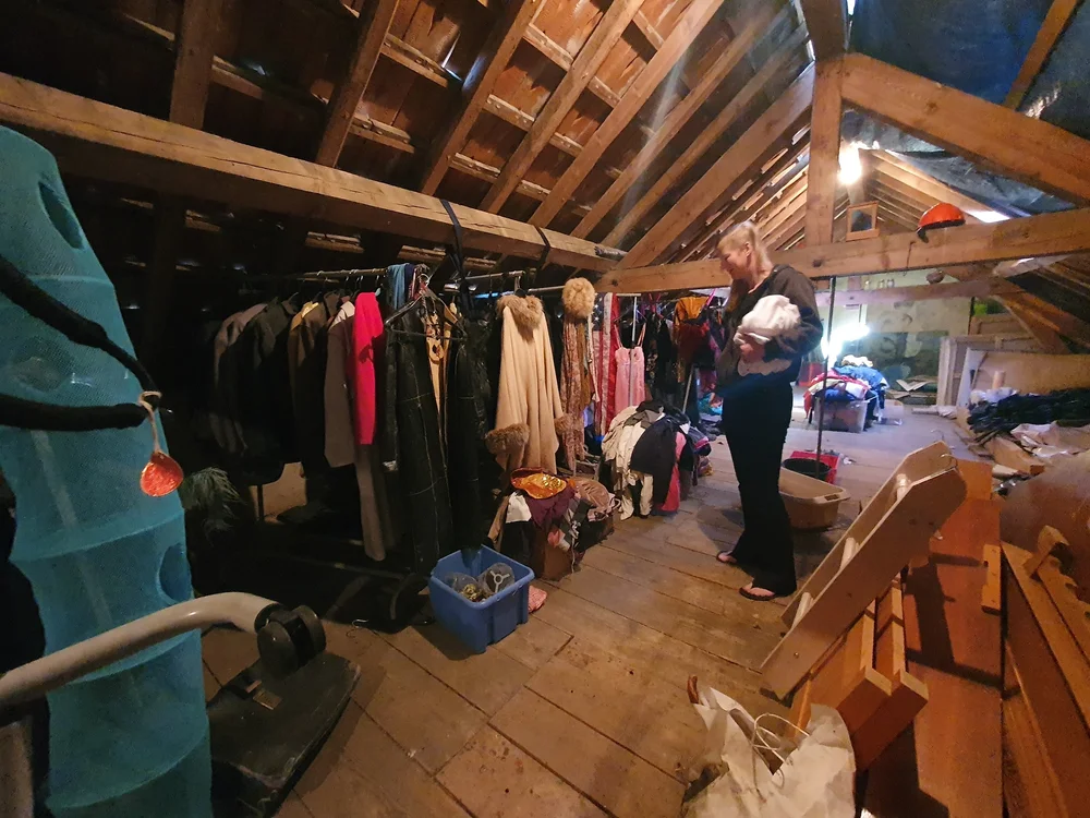 The attic, packed with costumes and props
